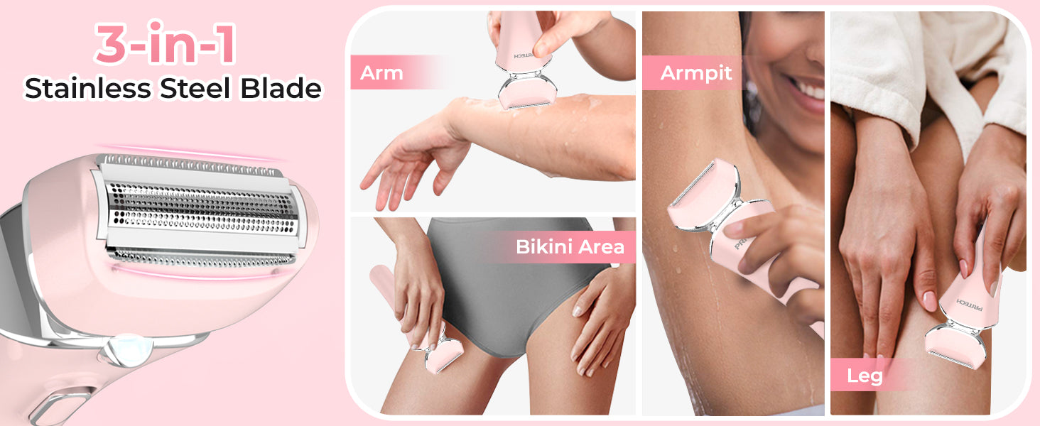 PRITECH Electric Shaver for Women  Wet & Dry Use Pink | LD-8001