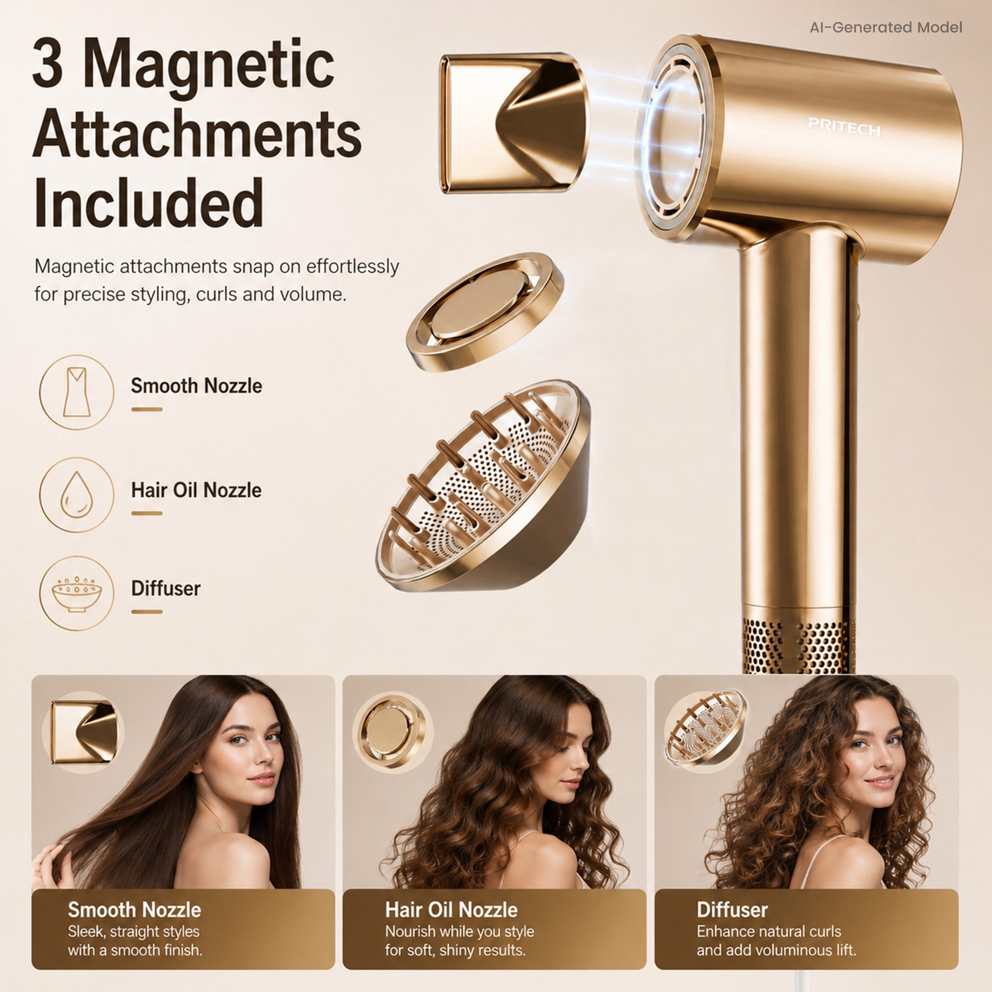 3-in-1 Ionic Hair Dryer Hair Dryer & Styler