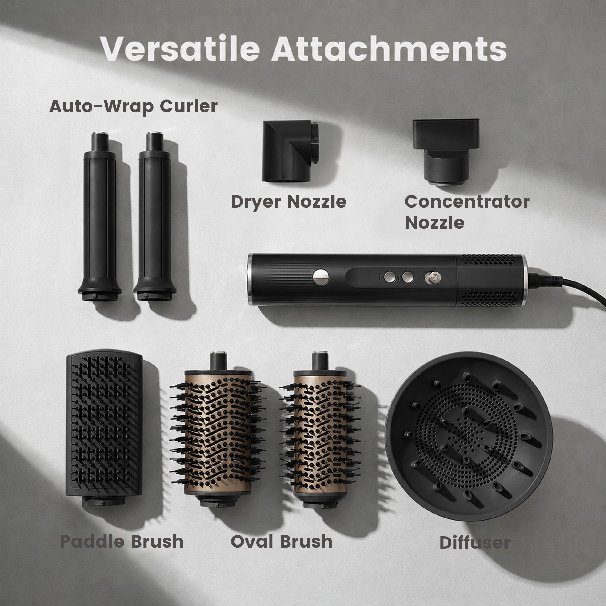 7-in-1 Multi-Function Black Hair Styling Set