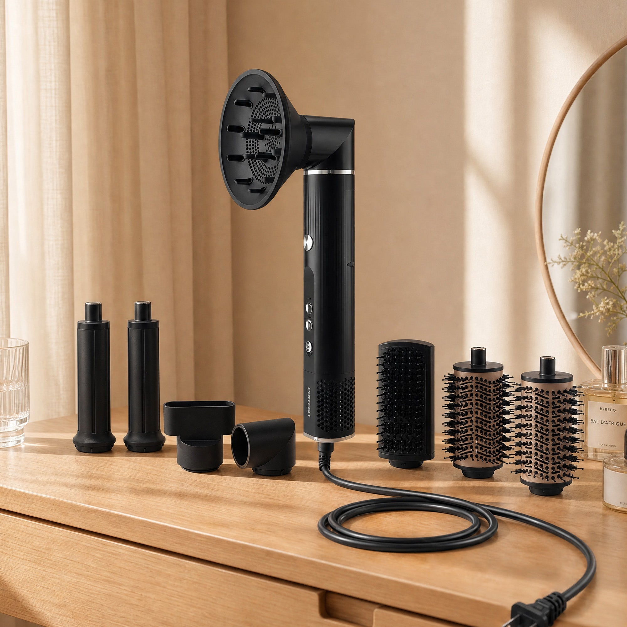 7-in-1 Multi-Function Black Hair Styling Set