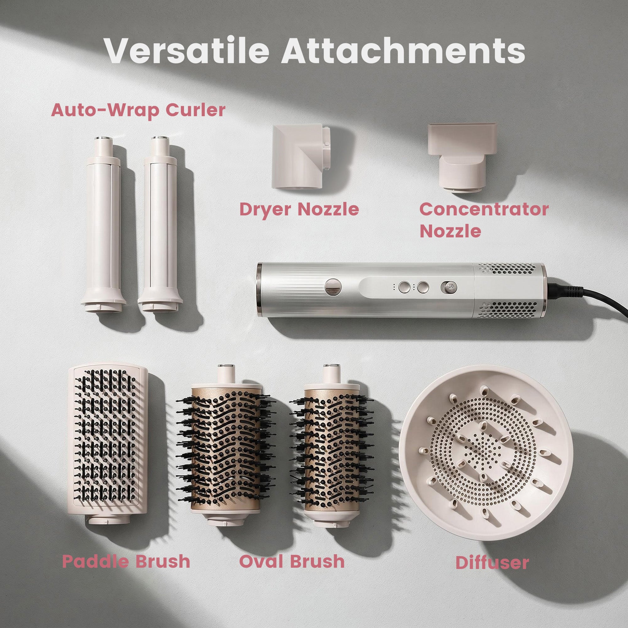 7-in-1 Multi-Function Pale Gold Hair Styling Set PRITECH BEAUTY CARE