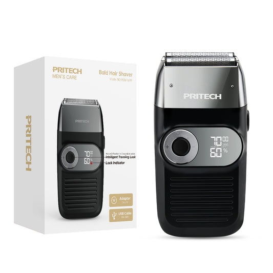 PRITECH Foil and Bald Shavers 2 in 1 Electric Shaver for Men Foil Blade and PopupTrimmer with Rechargeable 3 Adjustable Speeds Men's Shaver (Black Silver)