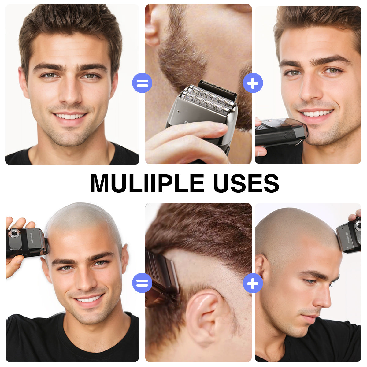 PRITECH Foil and Bald Shavers 2 in 1 Electric Shaver for Men muliple uses