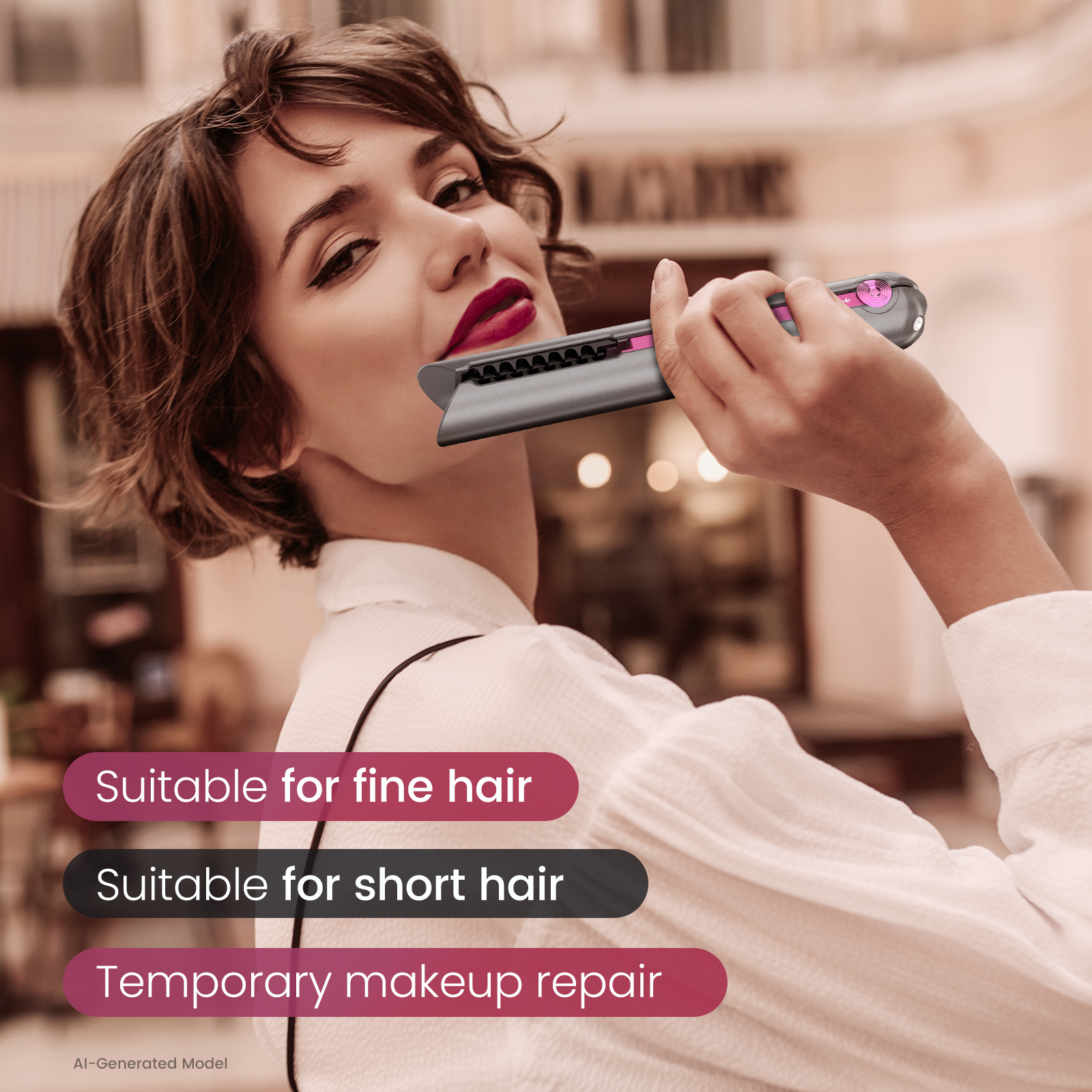 Portable Mini Hair Straightener Wireless in Charcoal