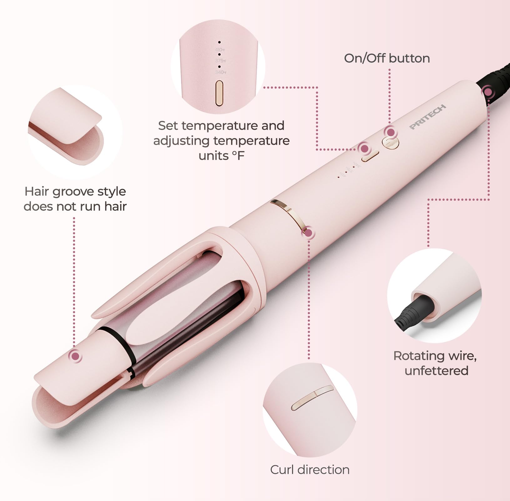 Automatic Hair Curler with 3 Temperatures and Ionic Barrel