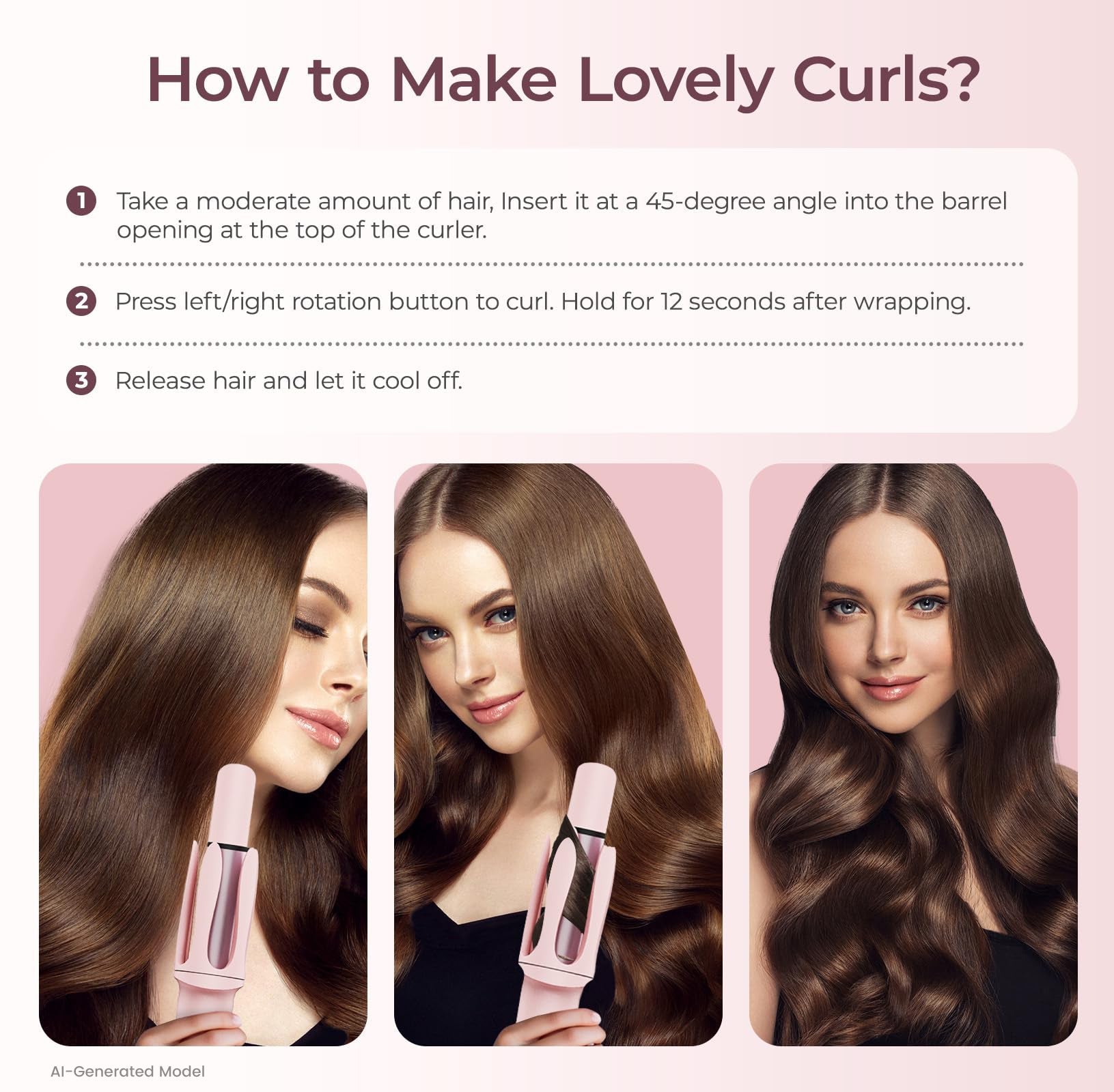 Automatic Hair Curler with 3 Temperatures and Ionic Barrel