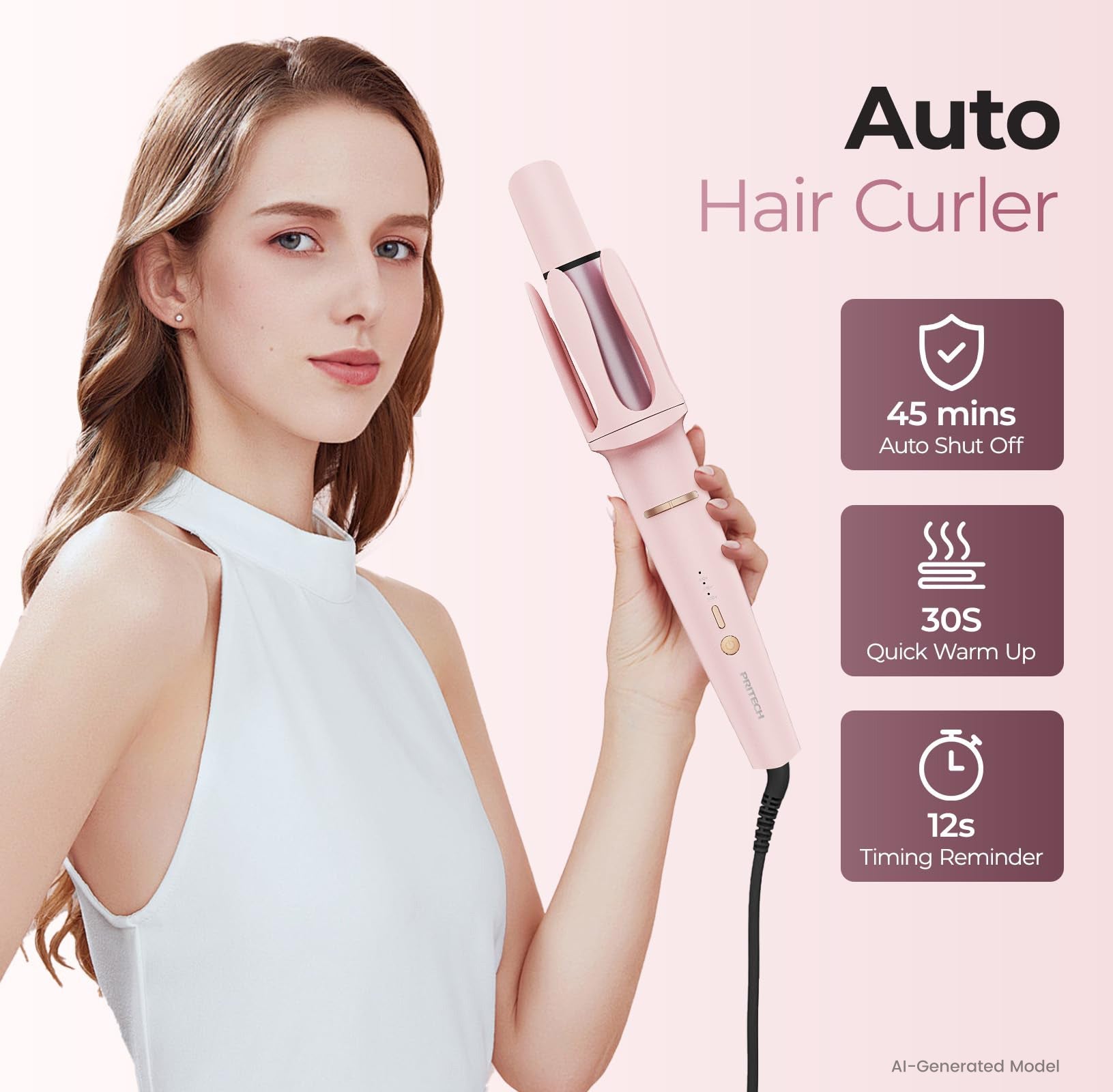 Automatic Hair Curler with 3 Temperatures and Ionic Barrel