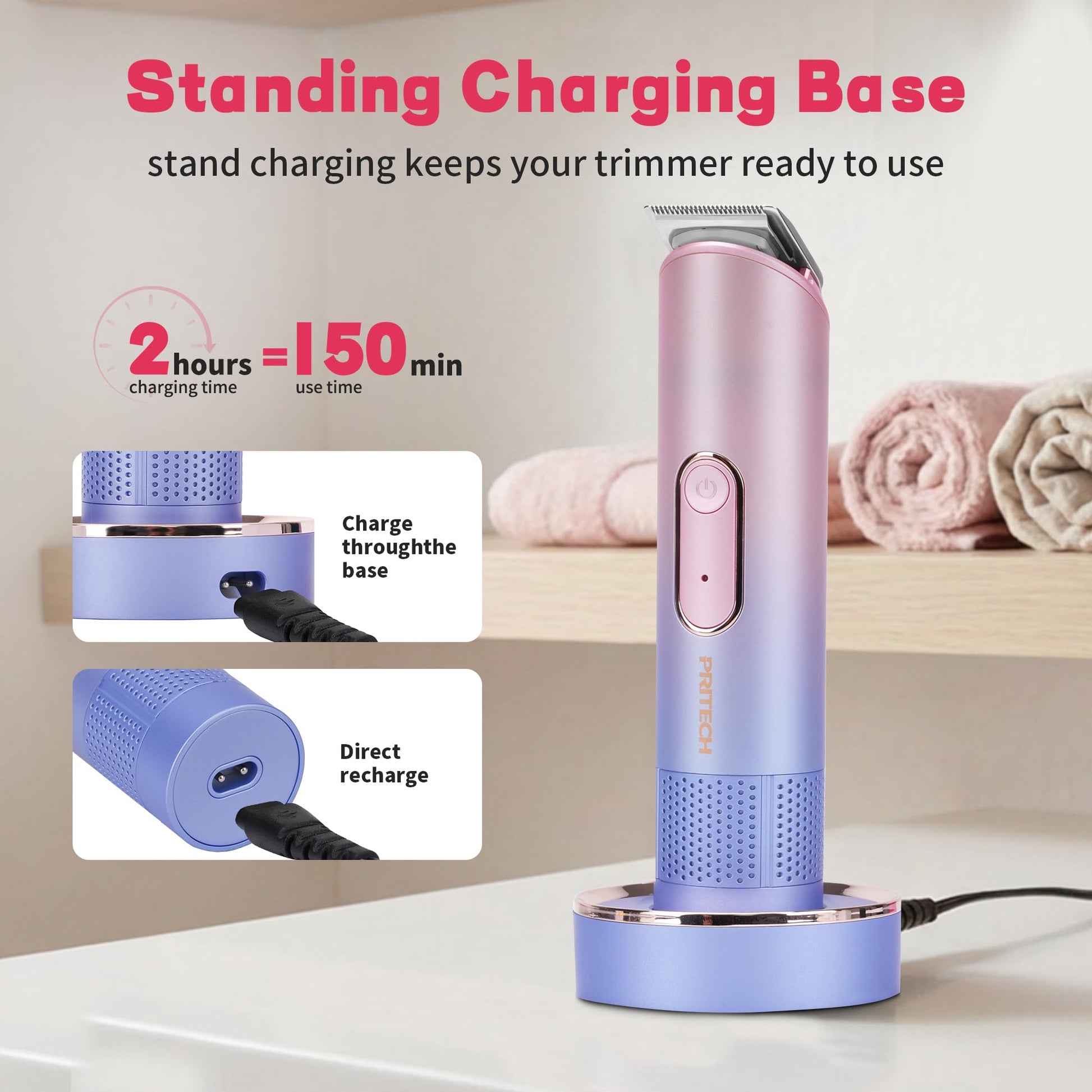 Blue-Pink Gradient Hair Trimmer Kit Waterproof