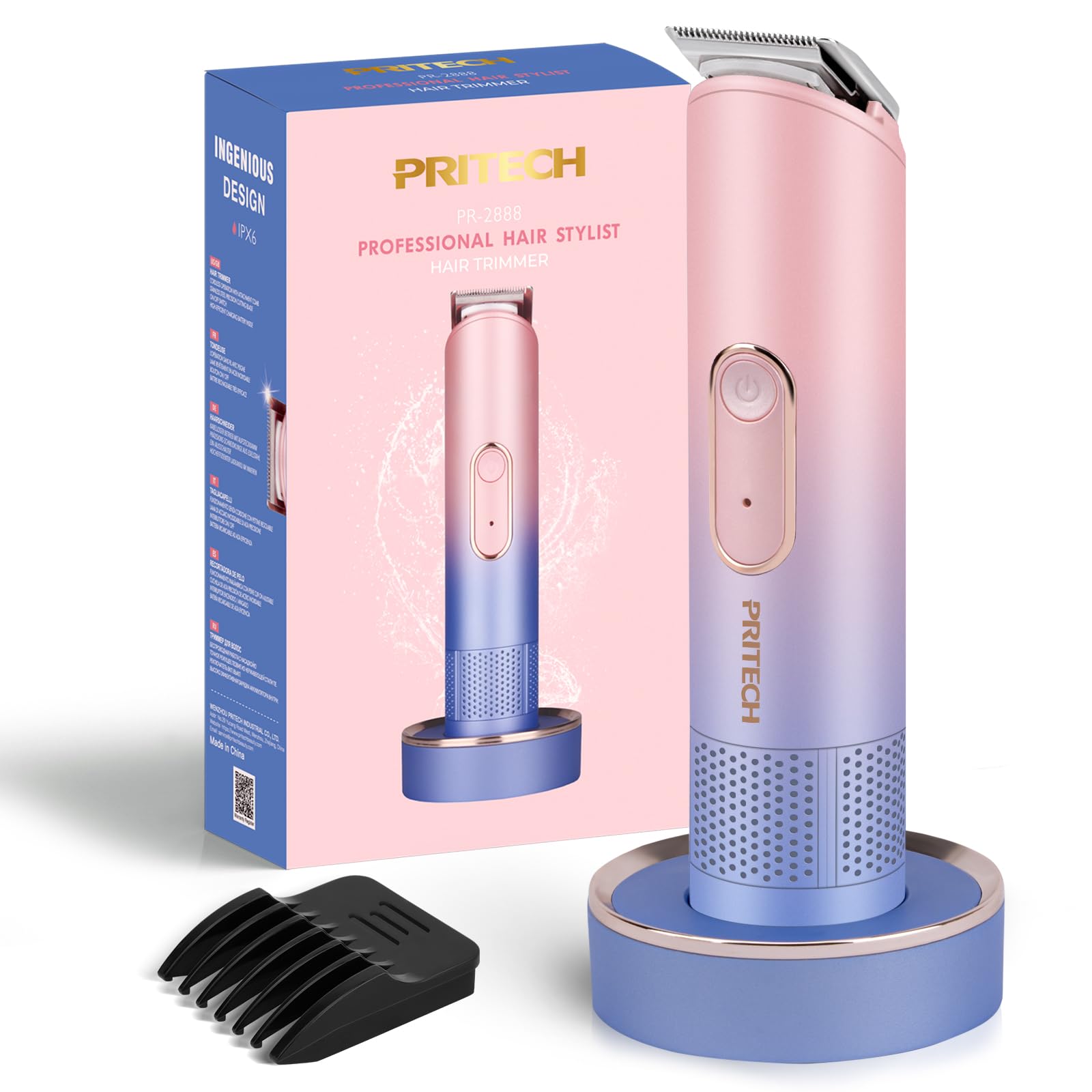 Blue-Pink Gradient Hair Trimmer Kit Waterproof