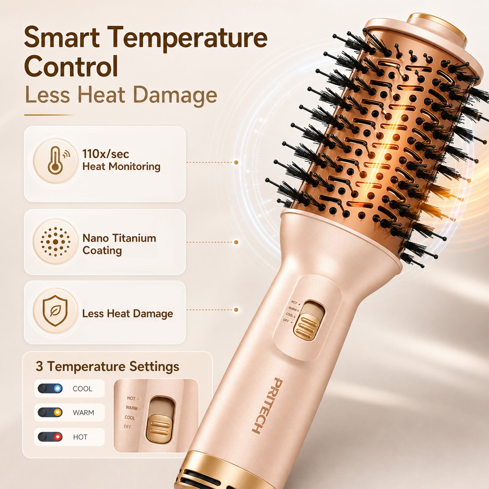 Gold 4-in-1 Travel Hair Dryer Brush