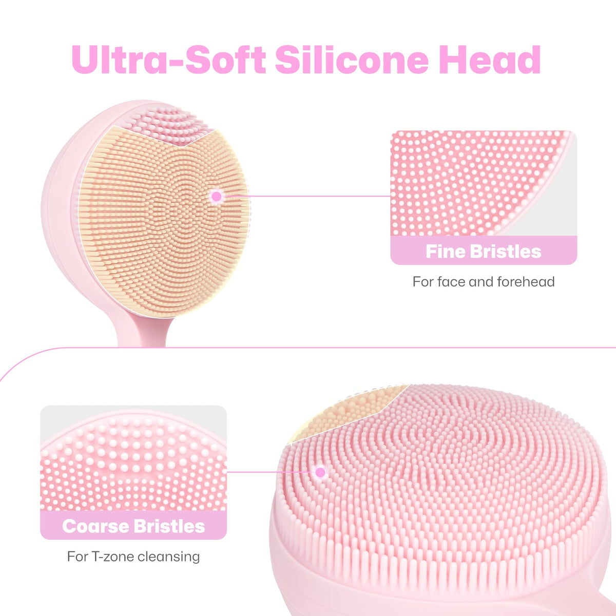 Heated Silicone Facial Cleansing Brush with 5 Vibration Levels