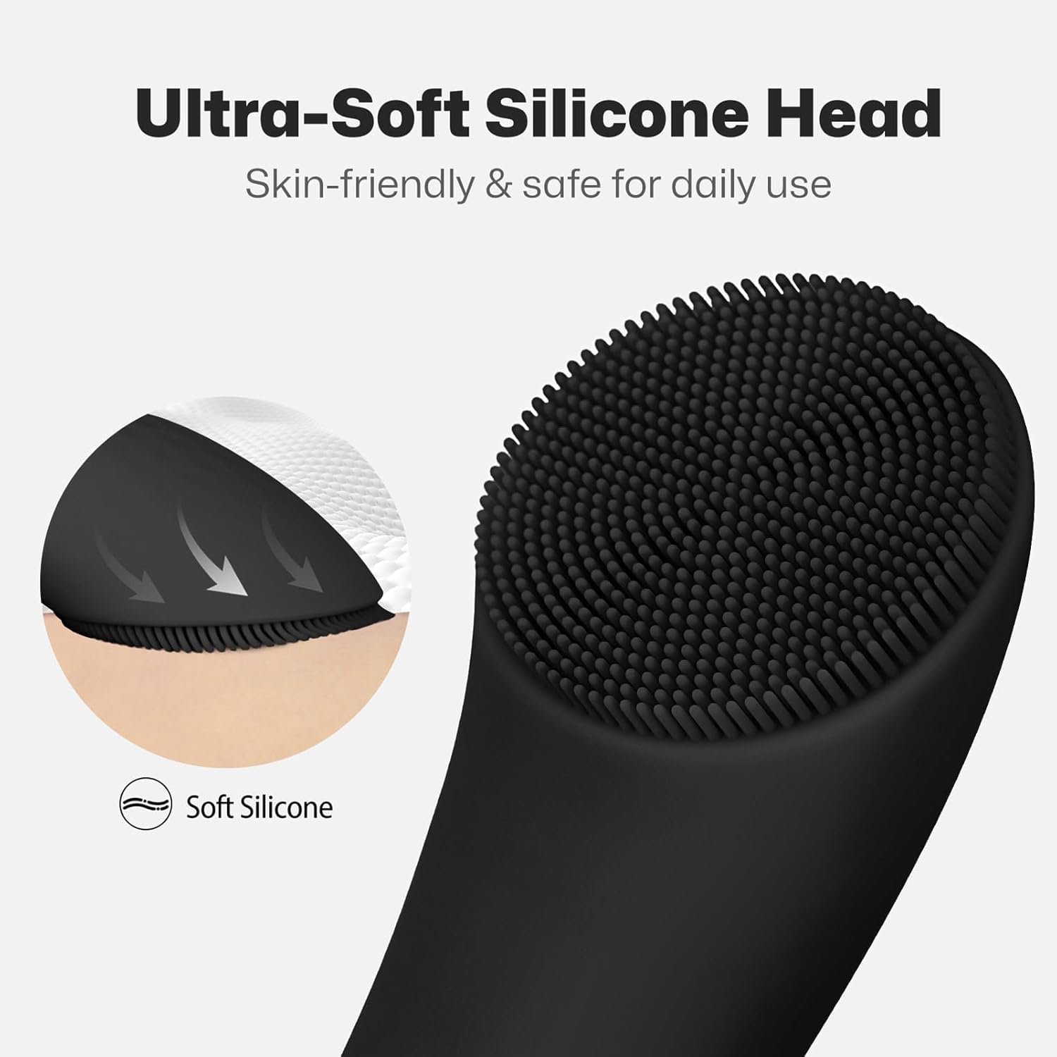PRITECH Facial Cleansing Brush, Rechargeable Silicone Face Scrubber with Heat Massage End, Vibrating Exfoliator Scrubber for Deep Cleaning, Waterproof Face Brush for Women and Men (Black) PRITECH BEAUTY CARE