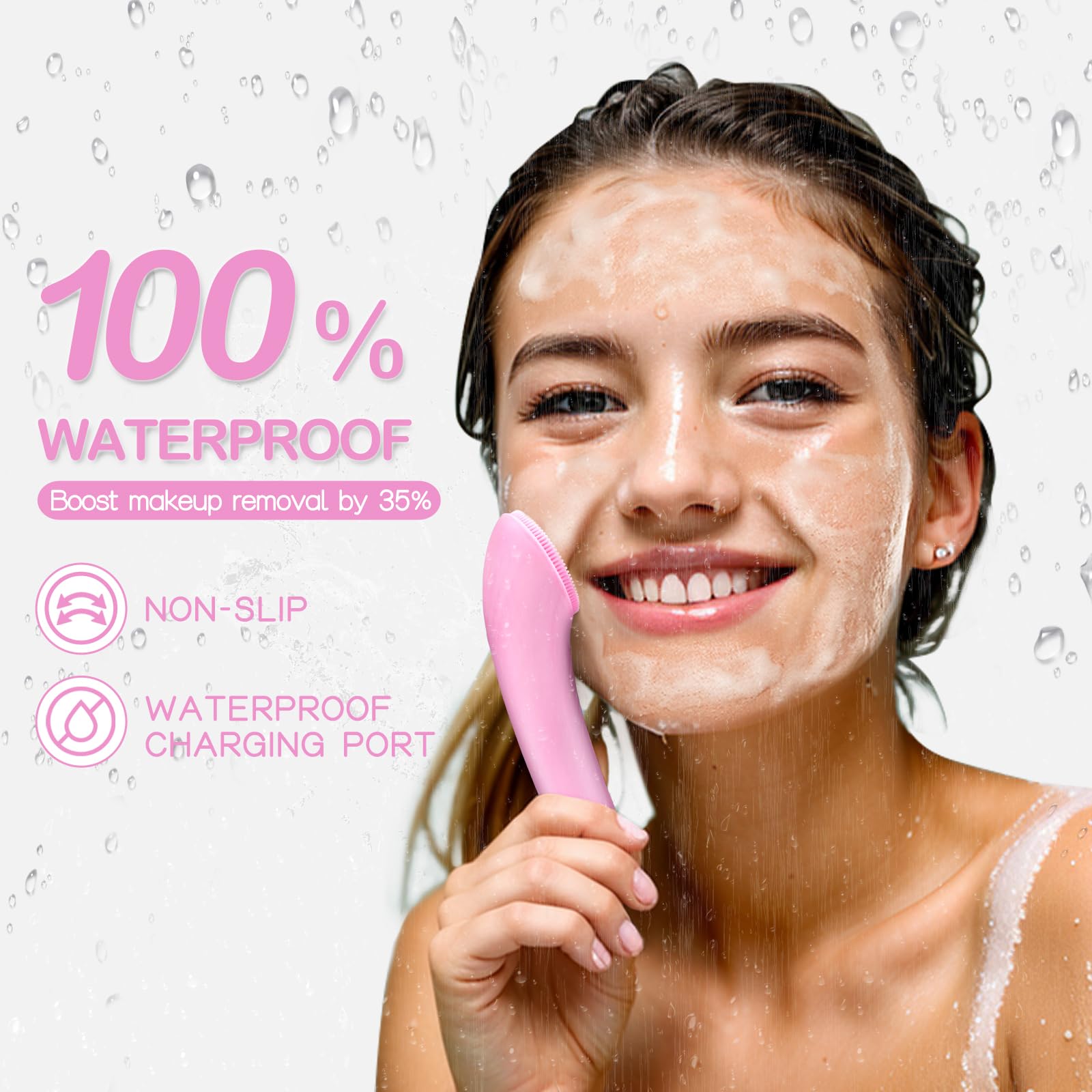 Rechargeable Silicone Heated Facial Cleansing Brush