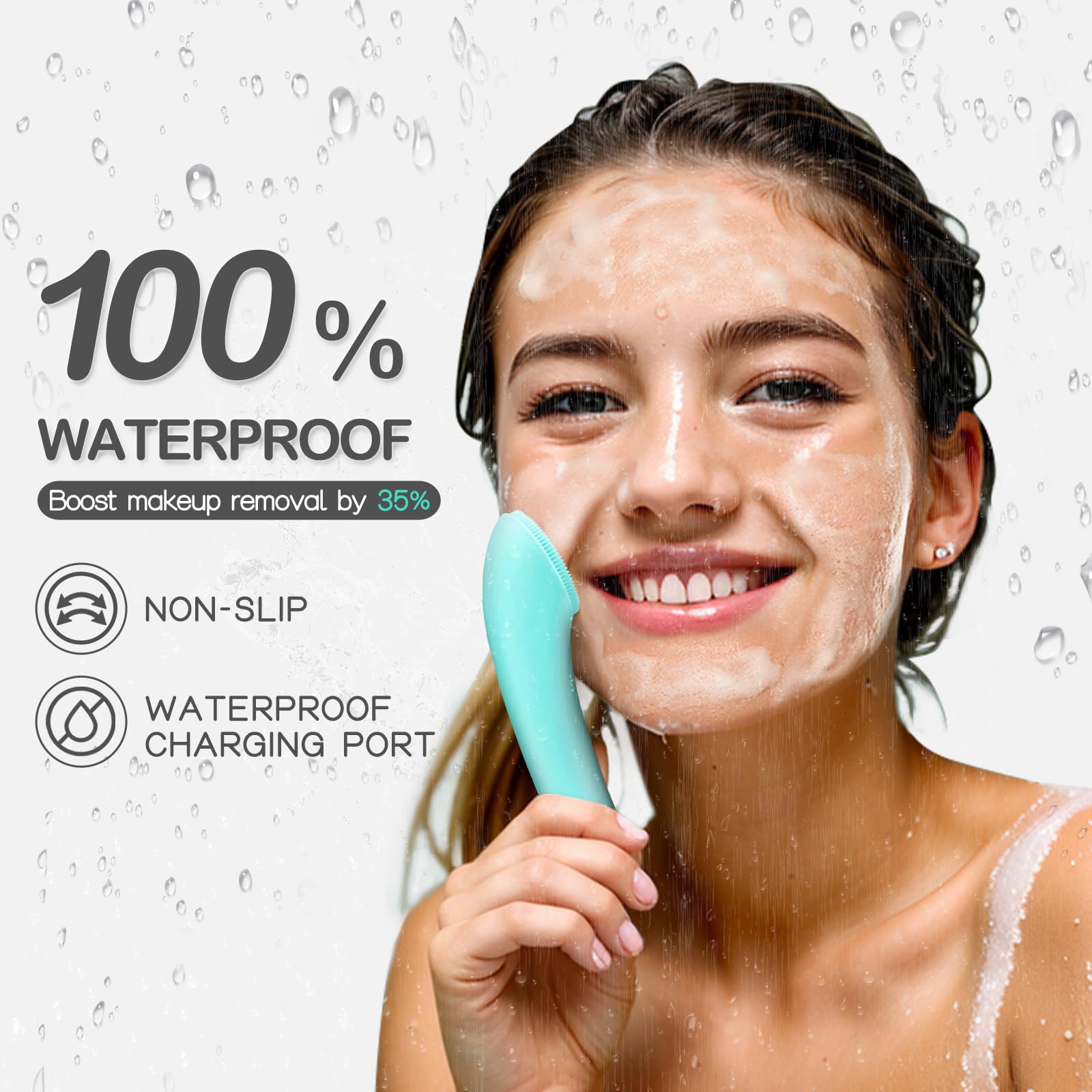 PRITECH Silicone Face Scrubber, Rechargeable Facial Cleansing Brush with Heat Massage End, Vibrating Exfoliator Scrubber for Deep Cleaning, Waterproof Face Brush for Women and Men (Green) PRITECH BEAUTY CARE
