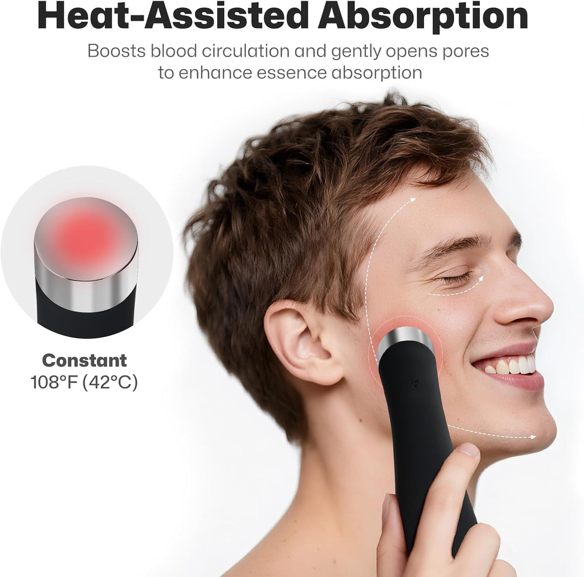 PRITECH Facial Cleansing Brush, Rechargeable Silicone Face Scrubber with Heat Massage End, Vibrating Exfoliator Scrubber for Deep Cleaning, Waterproof Face Brush for Women and Men (Black) PRITECH BEAUTY CARE