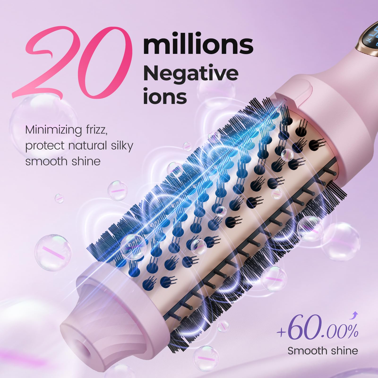Pink 1.5" Thermal Styling Brush with 5 Heat Settings