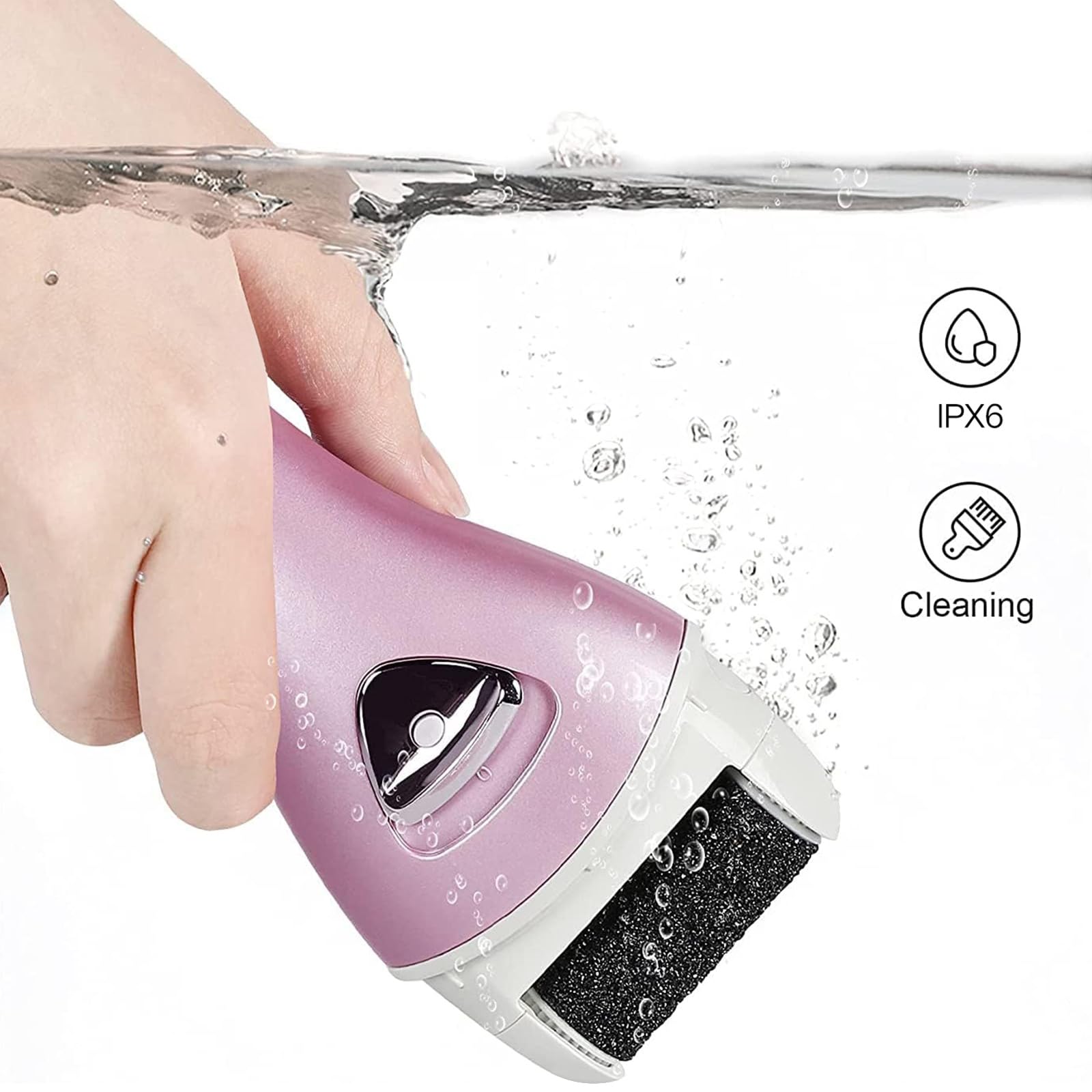 Pink Cordless Electric Foot Callus Remover Set, With 3 Rollers & Dual Speed