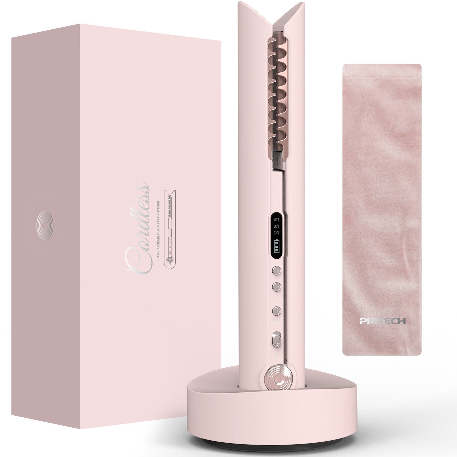 Portable Mini Hair Straightener Wireless in Blush Peach
