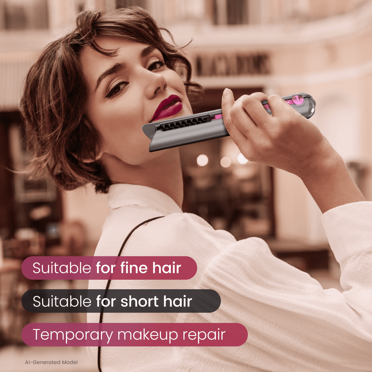 Portable Mini Hair Straightener Wireless in Charcoal