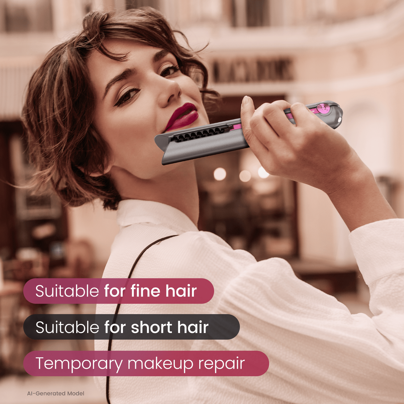 Portable Mini Hair Straightener Wireless in Charcoal