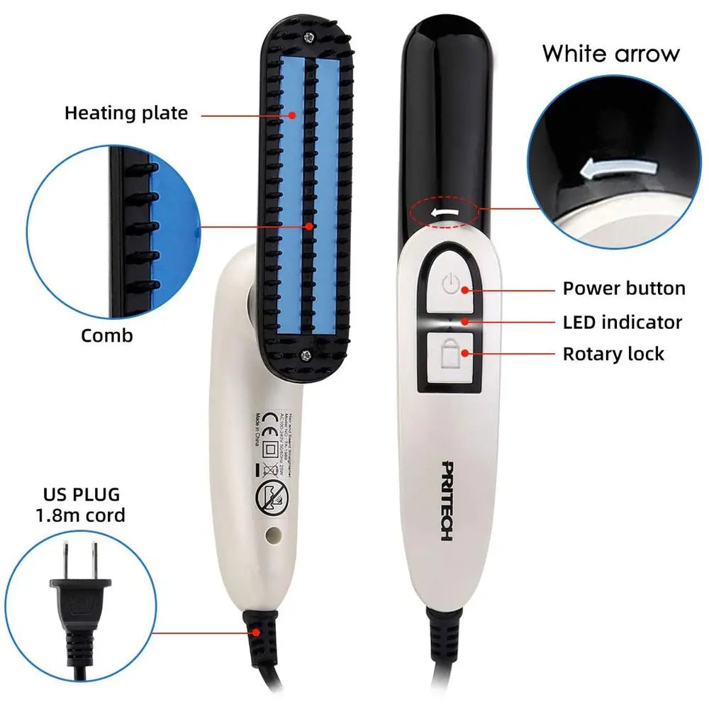 PRITECH Hair Straightener Brush | TA-1989 Straightener Brush