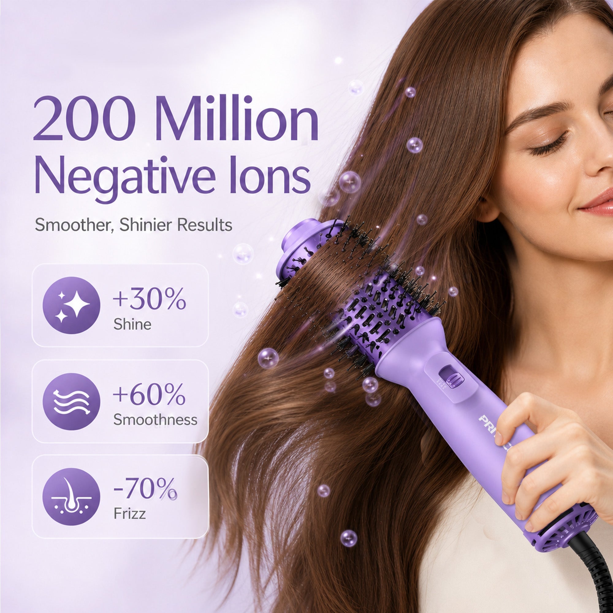Purple 4-in-1 Travel Hair Dryer Brush