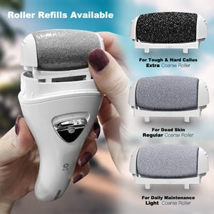 White Cordless Electric Foot Callus Remover Set, With 3 Rollers & Dual Speed