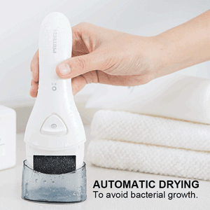 White Cordless Electric Foot Callus Remover Set, With 3 Rollers & Dual Speed