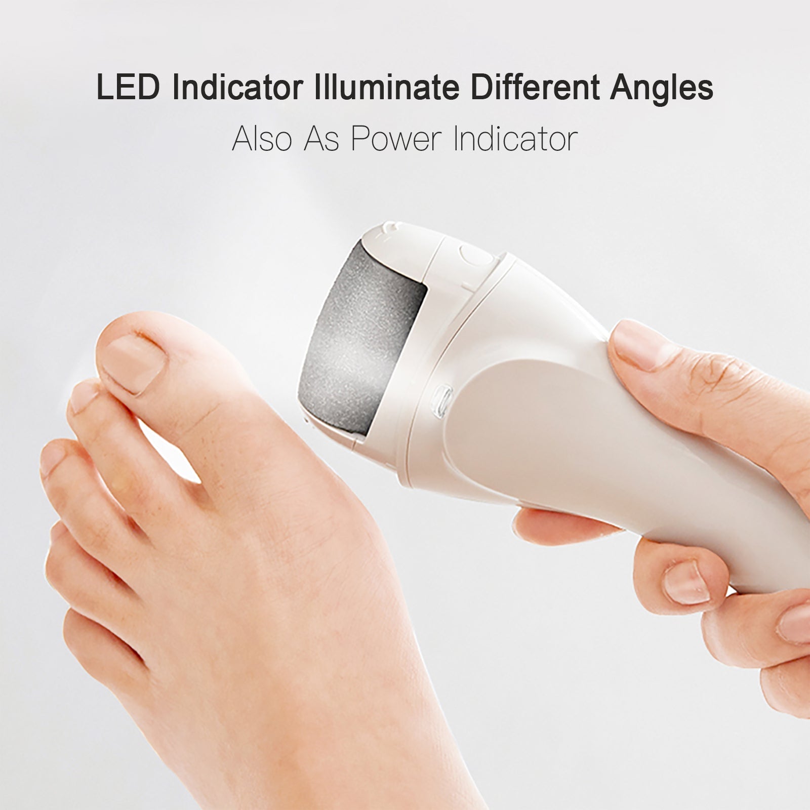 White Cordless Electric Foot Callus Remover Set, With 3 Rollers & Dual Speed