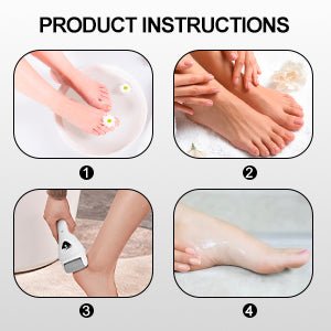 White Cordless Electric Foot Callus Remover Set, With 3 Rollers & Dual Speed