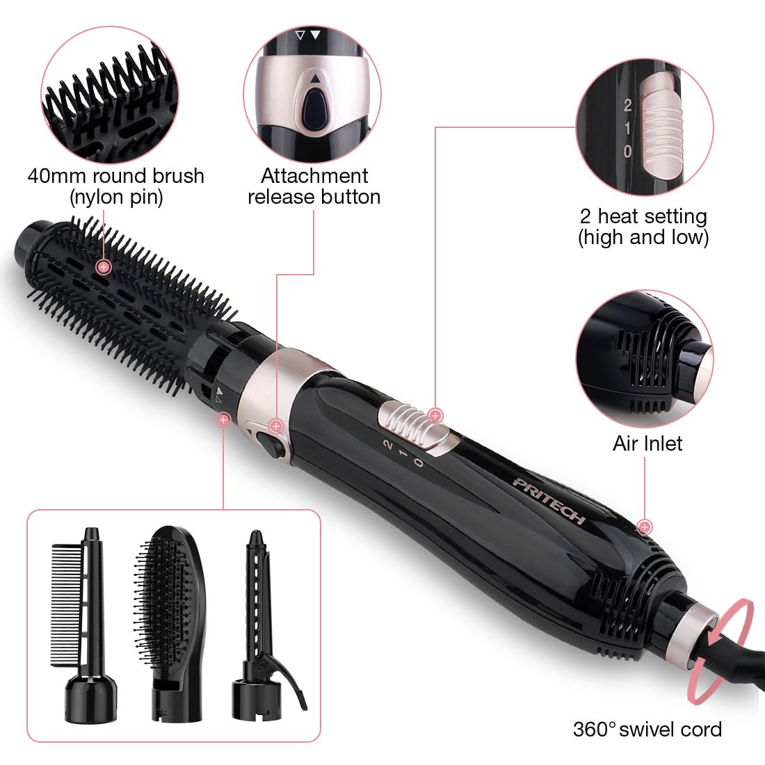 PRITECH 4 in 1 Hair Dryer Brush HS 729 PRITECH BEAUTY CARE